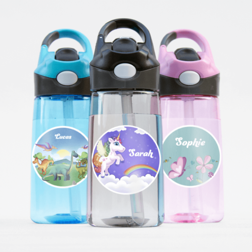 pop open button personalised plastic water bottle for kids
