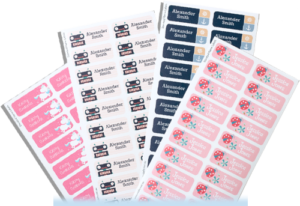 name labels that come in a variety of shapes and sizes