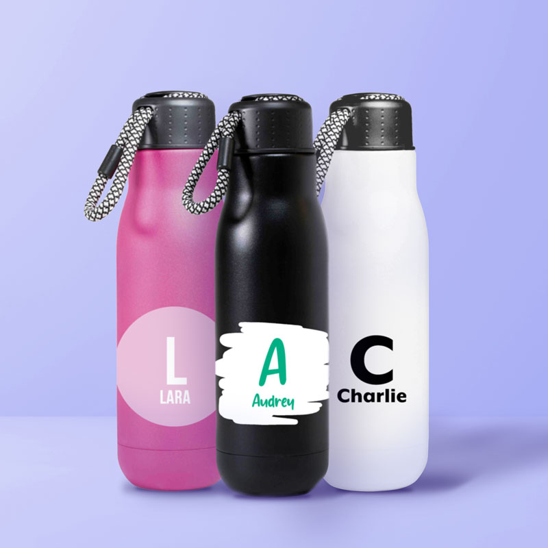 Water Bottle Stainless Steel - Initial - Image 3