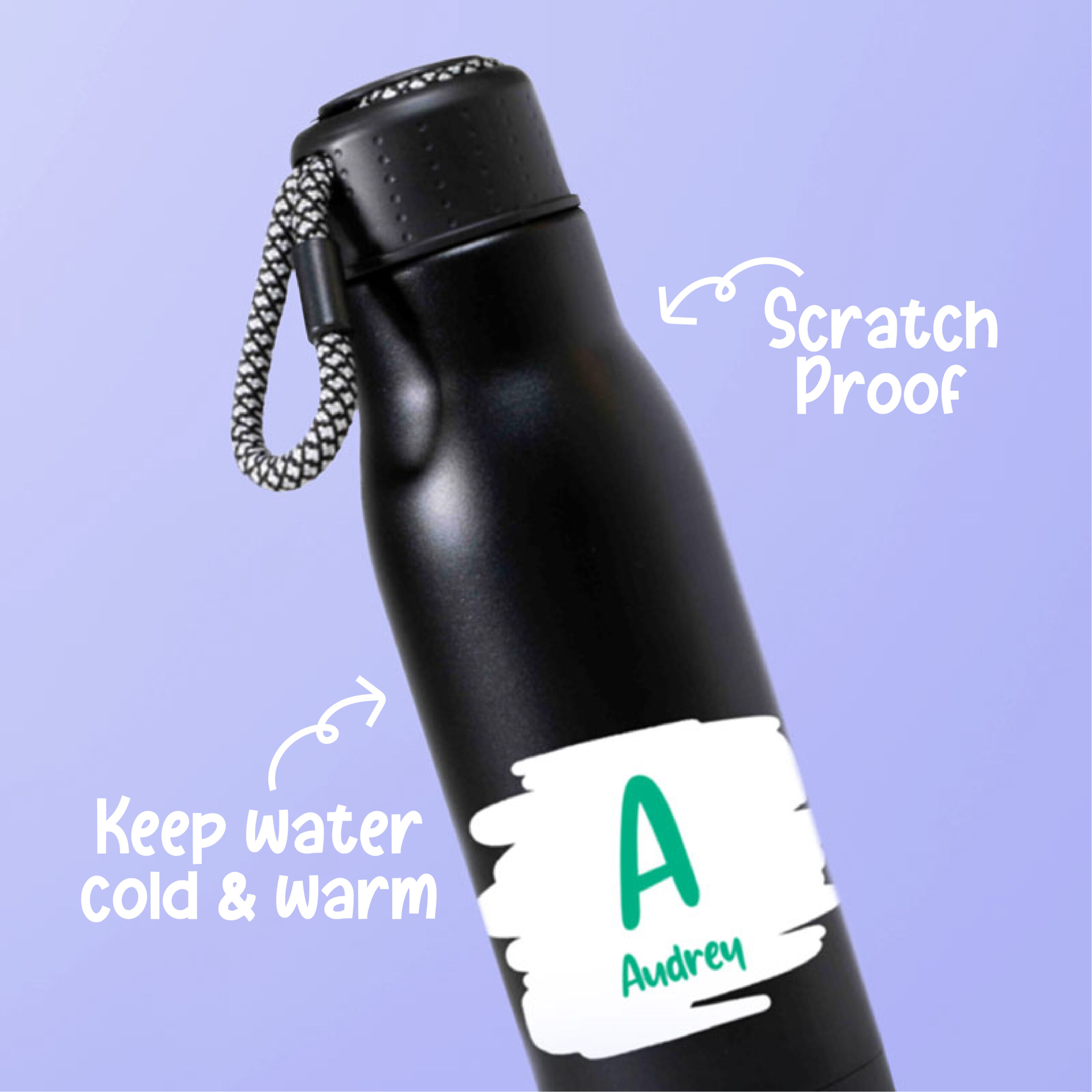 Water Bottle Stainless Steel - Initial - Image 4