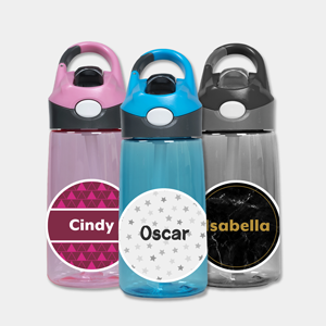 Water Bottle Plastic - Pattern | Personalised kids water bottle with straw and custom pattern name—spill-proof for school