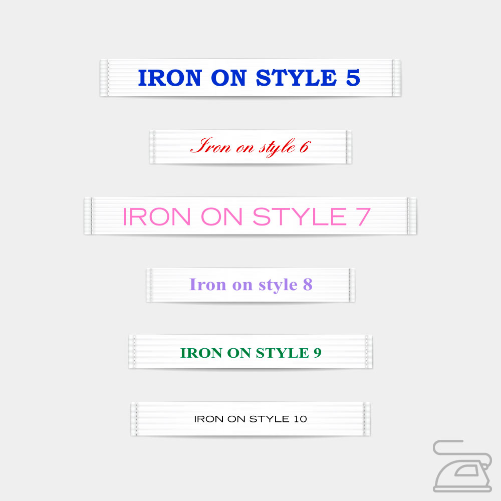 Clothing labels standard iron on