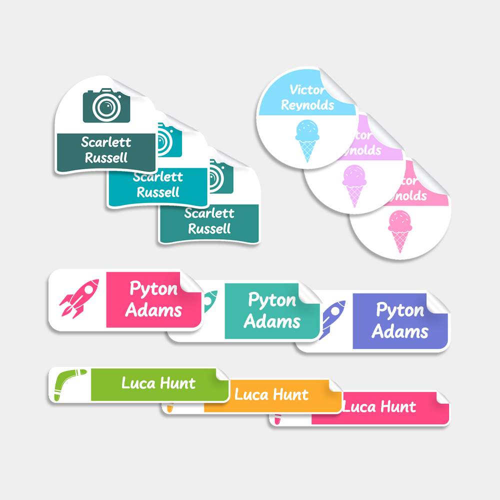 Classic Name Labels Multi Coloured